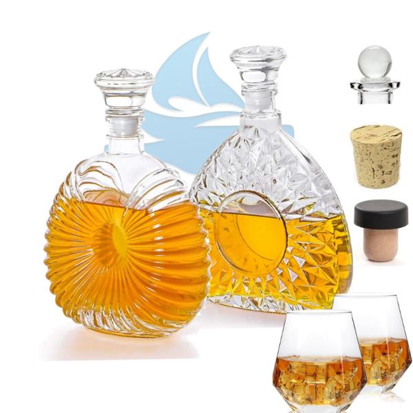 Buy cheap 500ml 750ml fancy brandy glass bottle with hot stamping surface handling from wholesalers