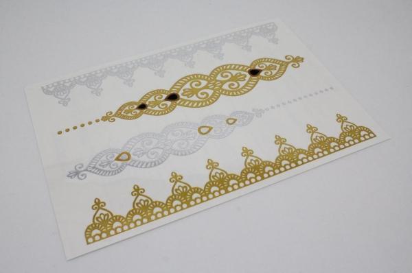 Gold Metallic foil Tattoos, silver metallic foil tattoo, gold and silver