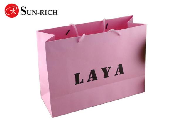 Buy cheap Customized Black Logo Pink luxury paper bag from wholesalers