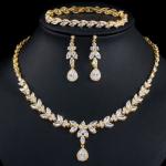 Silver Necklace Jewelry Set Necklace Earrings Jewelry Dainty Bridal Cz Waterdrop