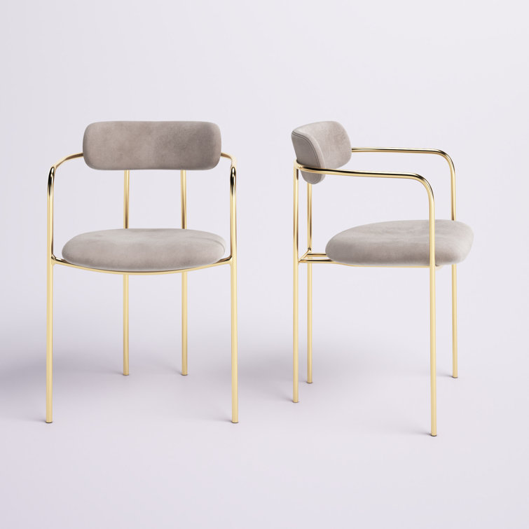 Contemporary Round Dinette Sets Velvet Upholstered Arm chair For Home