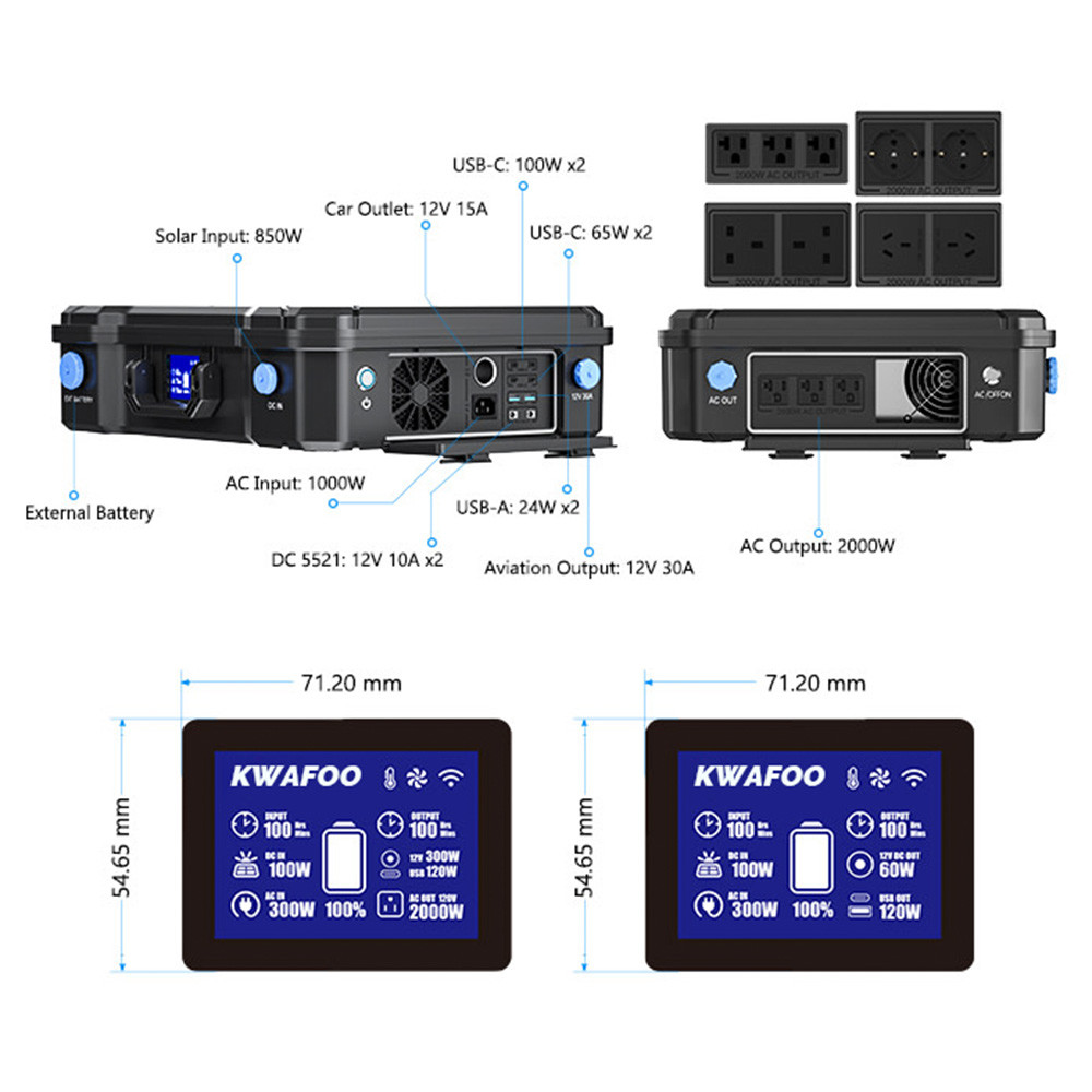 MPPT Charging 2000W Portable Solar Power Station With Bluetooth And WIFI APP