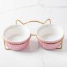 Buy cheap Ceramic Double Bowl Water Bowl High Foot Cat Food Bowl Drinking Bowl Pet Bowl Oblique Mouth Food Bowl Supplies from wholesalers