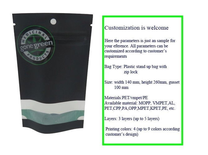 custom printed stand up doypack herbal maylar packaging bag stand up herbal zipper bag