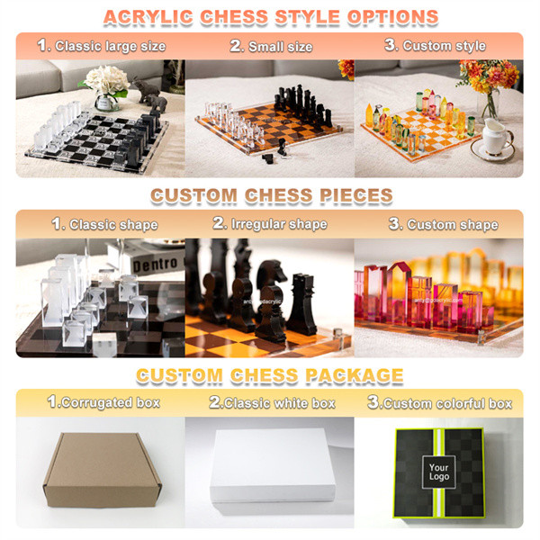 3d Resin Chess Pieces Acrylic Stone Chess Set Luxury