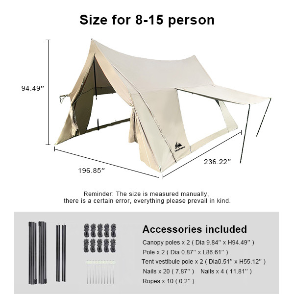 Waterproof Camping Outdoor Tents 8 Man A Frame Tent UV Protection Ventilated Pop Up Waterproof Tent