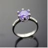 Buy cheap Women Jewelry 7mm Round Amethyst Zirconia Sterling Silver Ring(F18) from wholesalers