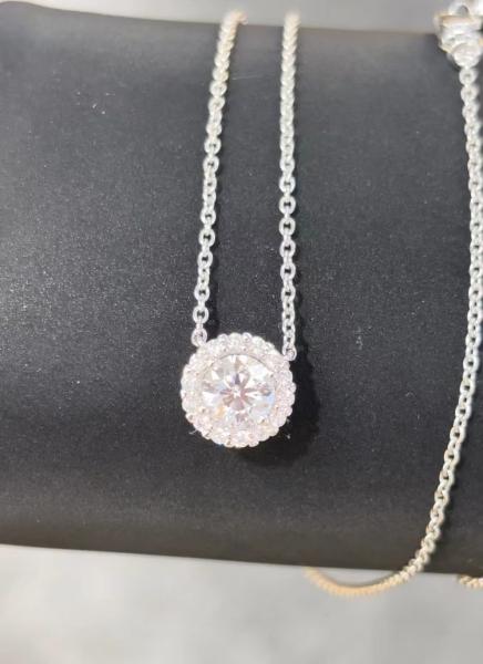Buy cheap Round Lab Created Diamond Pendant Necklace With Halo Setting Pendant Lab Diamond Jewelry from wholesalers