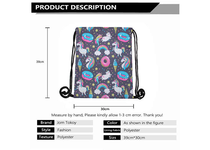 Picnic Travel Cute Polyester Drawstring Bags Gym Sack With Logo