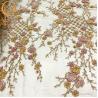 Buy cheap 3D Beaded Sequined Embroidery Lace Fabric Gold Thread Sewing Pattern from wholesalers
