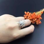 Van Cleef & Arpels 18K White Gold Diamond Flower Earring with Necklace Ring