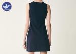 Nipped Waist Sleeveless Knit Dress , Womens Black Knitted Jumper Dress For