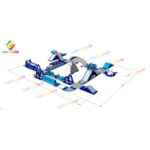 Buy cheap Blue And White Inflatable Floating Water Park / Outdoor Water Play Equipment from wholesalers