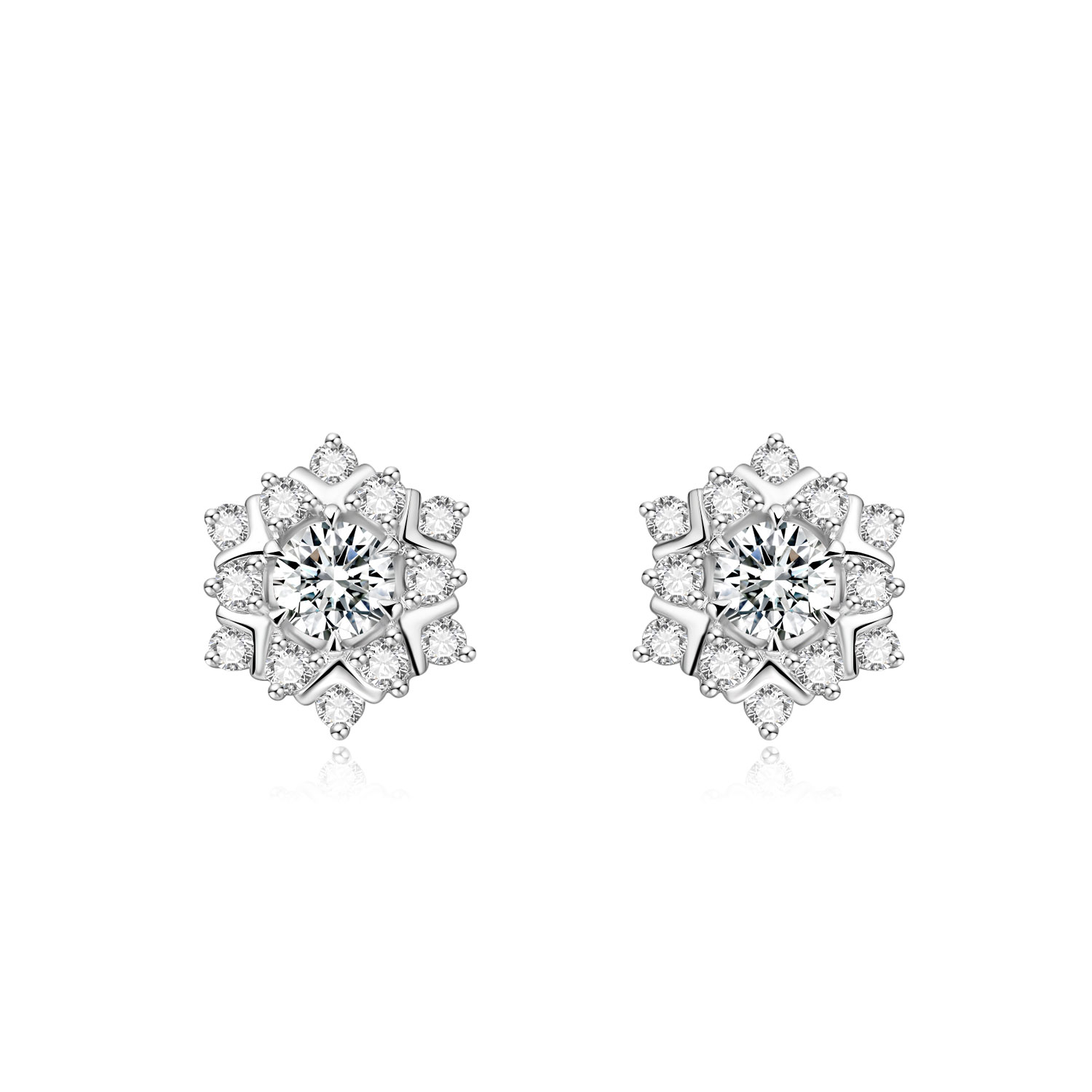 New Snowflake Shape Design 18k Lab Grown Diamond Earrings Jewelry NGTC Certified Round shape diamond Earrings