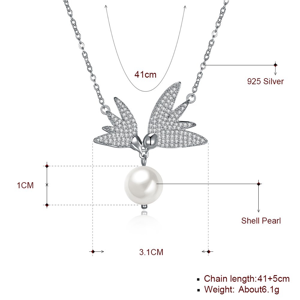 10mm Freshwater Pearl Butterfly 14.7'' 6.1g Chain Sterling Silver Jewelry Necklaces