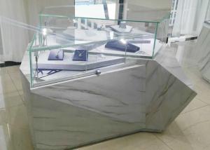 China Wooden Jewelry Showroom Display Cases Fashion Diamond Shape With LED Lightings on sale