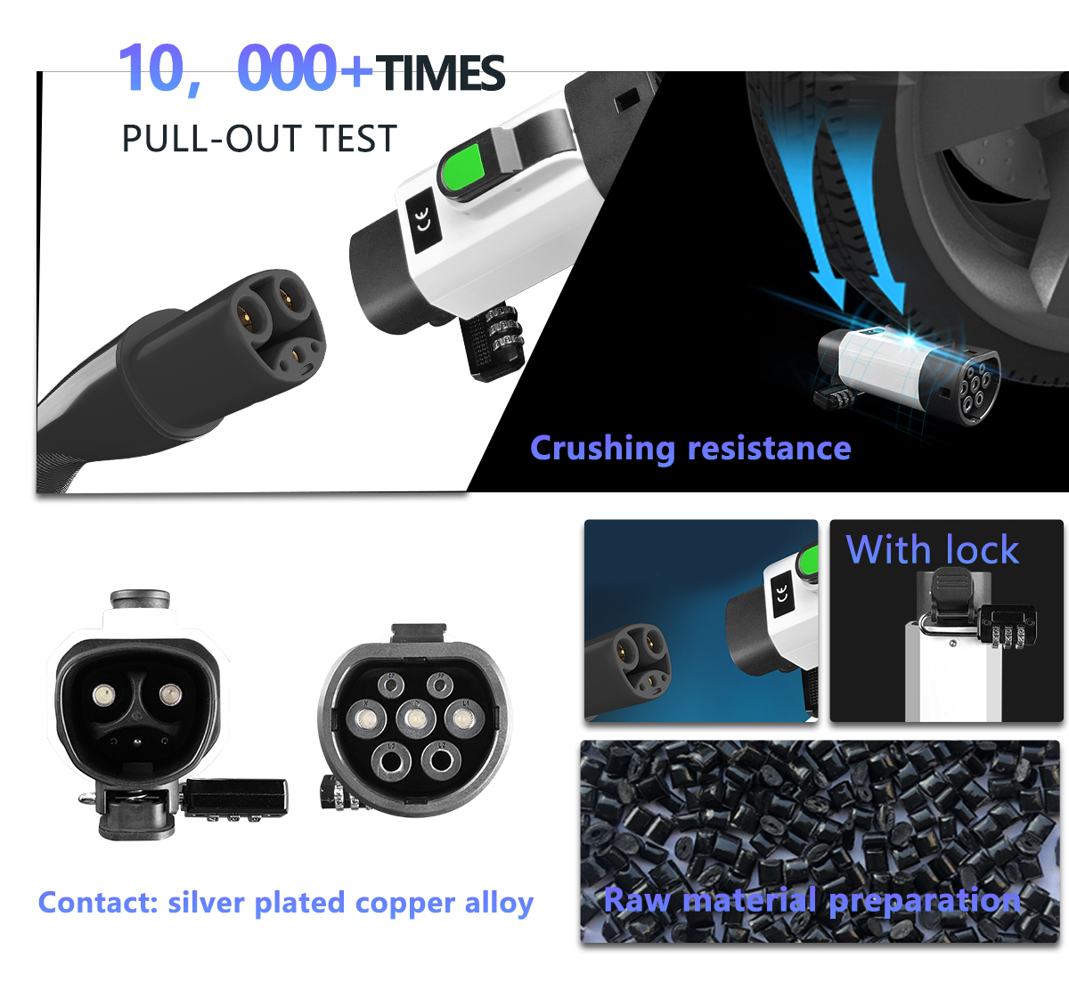 Rated voltage 220V Black NACS Condition 7KW 32A Tesla EV Charging Adapter for Type2 Inlet Electric Vehicles tesla