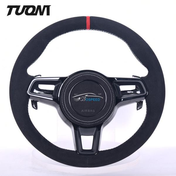 Buy cheap Cayenne Macan 911 Porsche Carbon Fiber Steering Wheel Full Black Alcantara Leather OEM from wholesalers