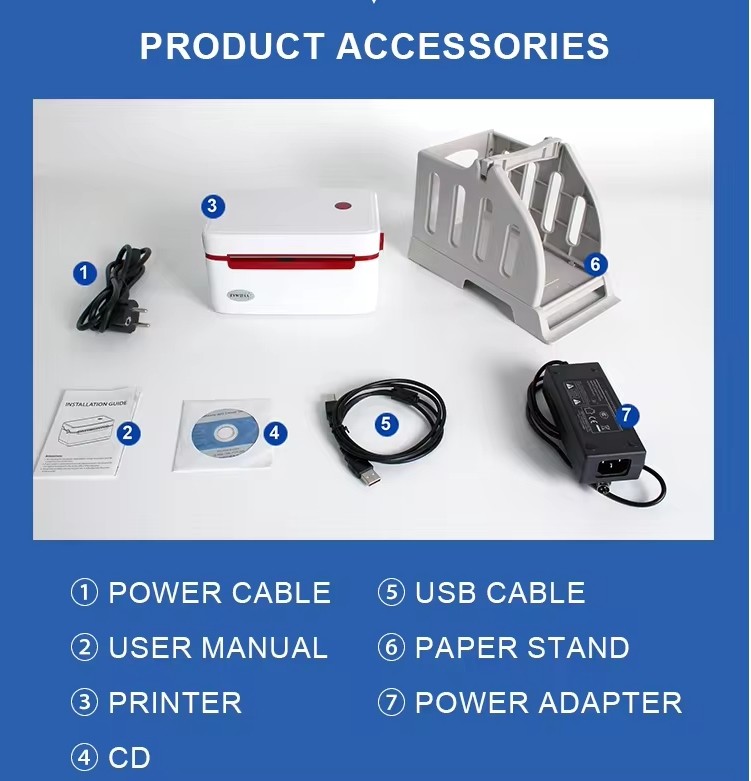 Inkless A6 Waybill Barcode Label Printer 4x6 Thermal Shipping Label Printer