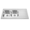 Buy cheap 0.6mm 0.8mm Drop In Double Bowl Sink With Drainboard One Piece from wholesalers