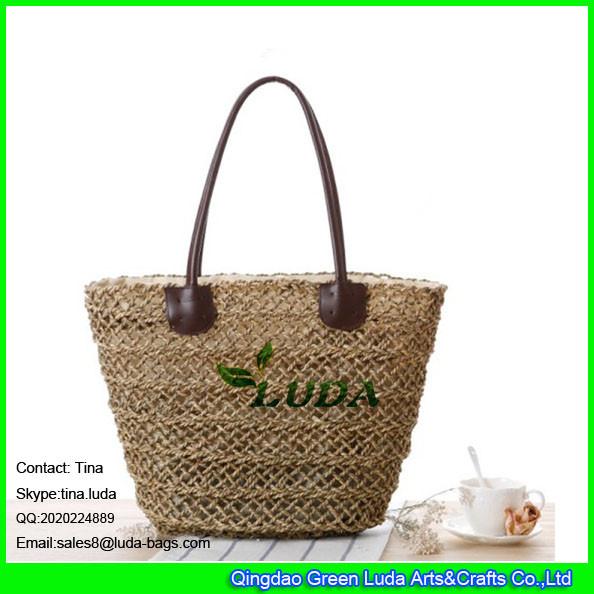 Buy cheap LUDA hollow out lady handbag natural sea plant weave straw tote bag from wholesalers