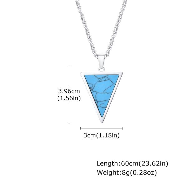 Buy cheap Triangular Stainless Steel Inlaid Turquoise Pendant for Men Length 60cm 23.62in from wholesalers