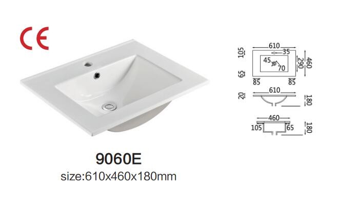 24 Inch Vanity Top Bathroom Sink North American Standard Deep 610X460X180mm