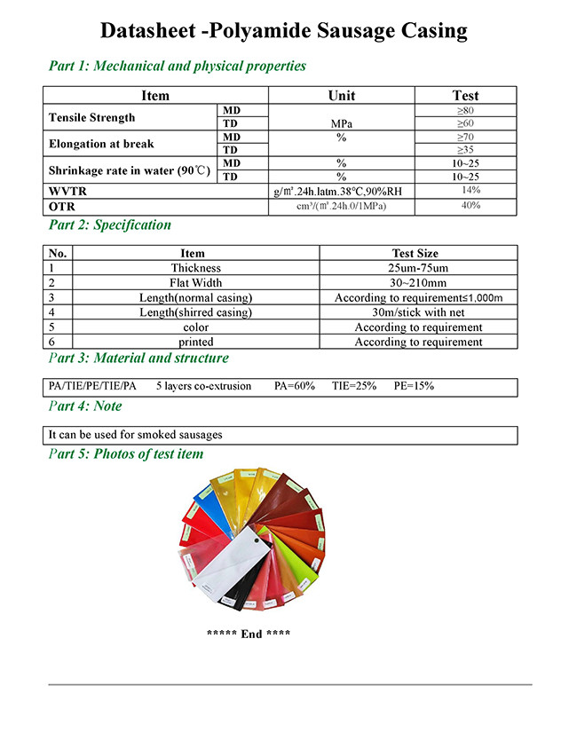 Professional Factory New Polyamide Sausage Casing Plastic Sausage Casings