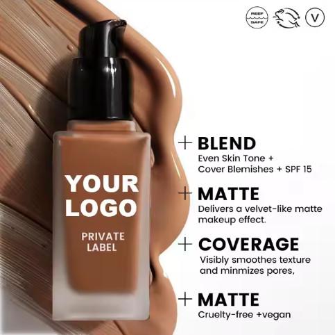 Buy cheap OEM/ODM Logo Low Moq Mineral Collagen Serum Full Coverage Dewy Foundation Face Liquid Makeup Vegan Foundation for Black Women from wholesalers