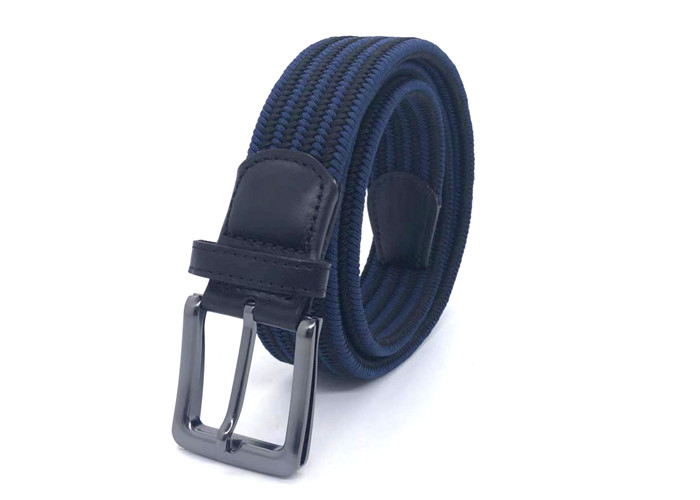 Blue Canvas PU Mens Enduring Stretch Woven Belt For Junior