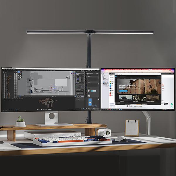 Dual Head 30.9INCH 24W 3CCT 10LEVEL Removable Clip Desk Lamp For Office Clamp