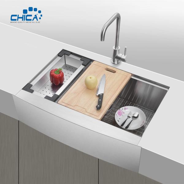 Buy cheap SUS304 stainless steel Double Bowl Kitchen Sinks Apron Front Handmade House Kitchen Sinks from wholesalers