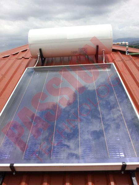 Buy cheap Rooftop Pressurized Flat Plate Solar Water Heater , Solar Powered Heater Blue Film Coating from wholesalers