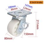 Large Heavy Duty Caster Wheels 6 Inch 150mm Plate MC Caster By Rigid Swivel /