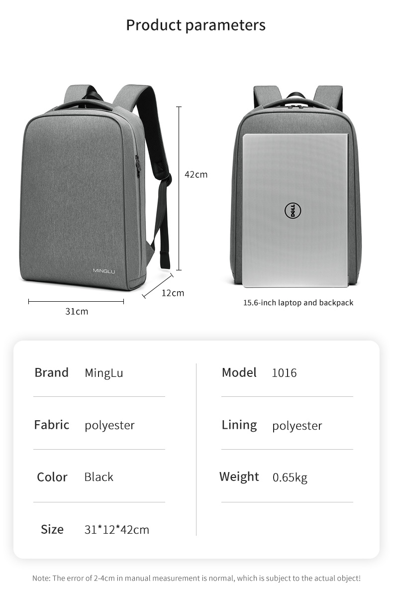 Casual Lightweight Waterproof Business Backpack 20-35L Capacity