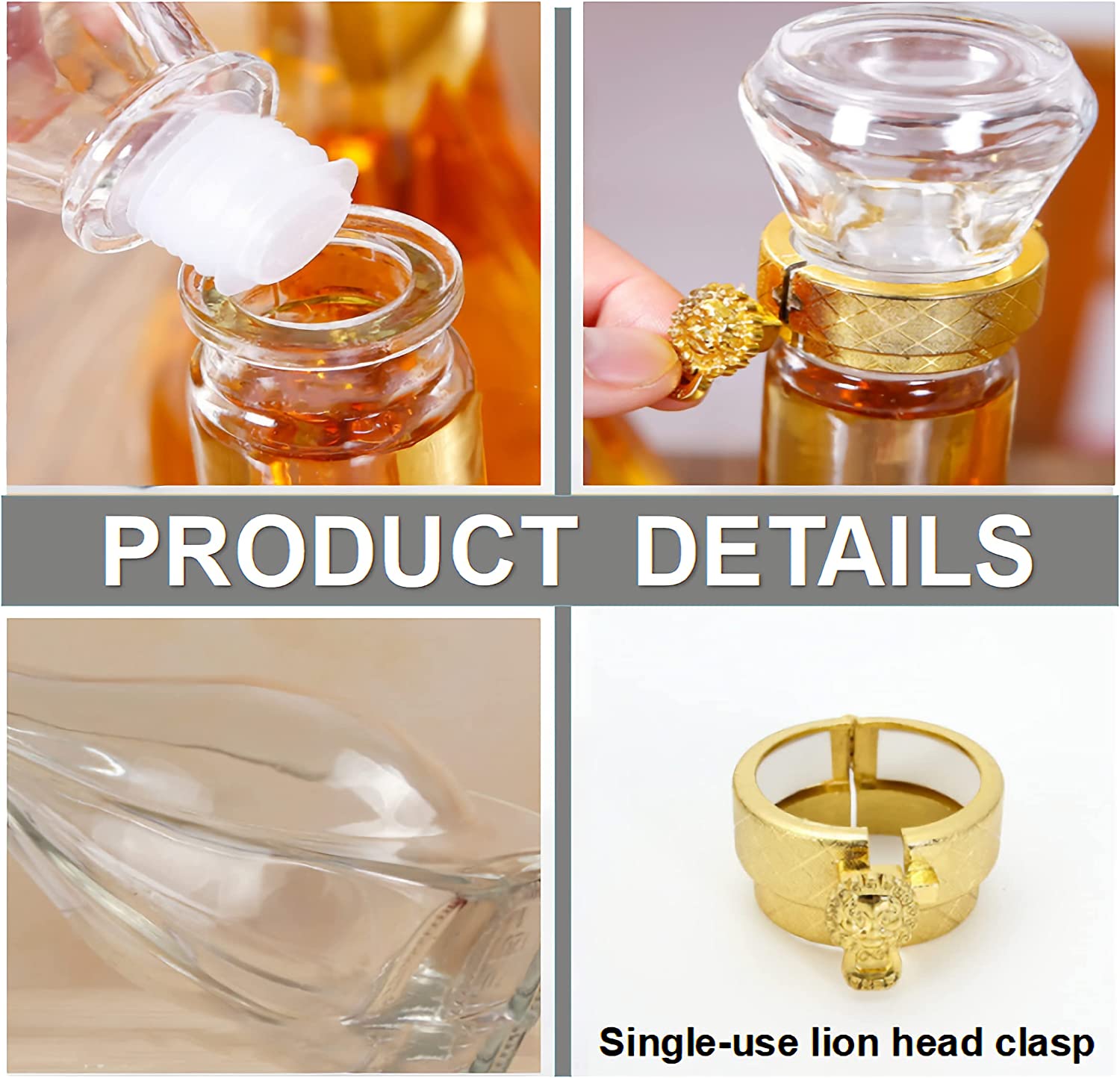 Home Bar Gift 500ml Capacity Whisky Bottle with Sealed Glass Stopper Decal Surface