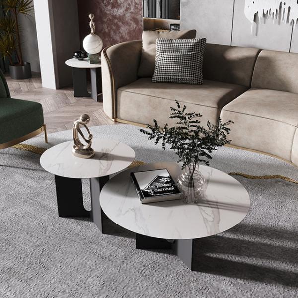 Buy cheap 55cm Round Rock Coffee Table Carbon Steel Based Rock Slab Coffee Table from wholesalers