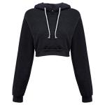 Long Sleeve Cropped Cotton Drawstring Crop Top Hoodie Pullover