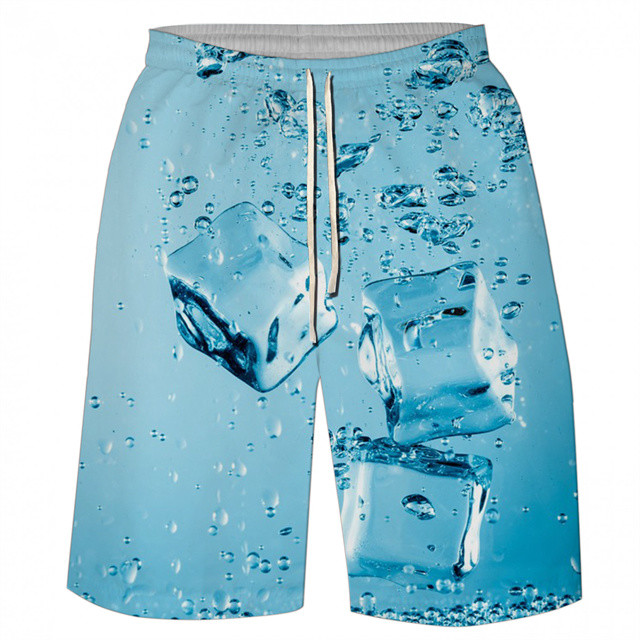 Custom logo Summer Sandy Beach Blank 100% Polyester Designer Inspired Ice Printed Men's Shorts With Pockets