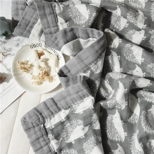 Buy cheap Hedgehog Printed Infant Muslin Blankets Soft Plain Style Large Blankets For Summer from wholesalers