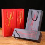 Coated Paper Wine Bottle Gift Bags , Varnish Coating Single Wine Bag