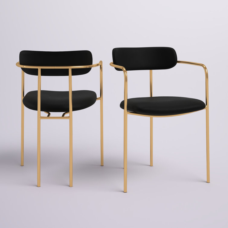 Contemporary Round Dinette Sets Velvet Upholstered Arm chair For Home