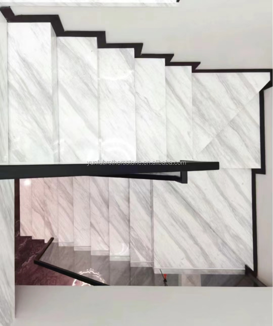 Natural Stone Stairs in Modern European Style with Cut-to-Size Big Slab Polished Tiles
