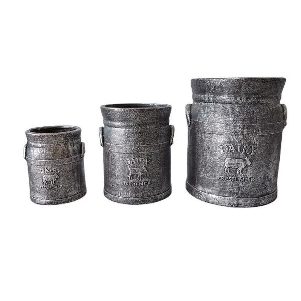 Size 1 21*20*24cm Grey Flower Pot Garden Pot Dairy Fiber Stone Pot for