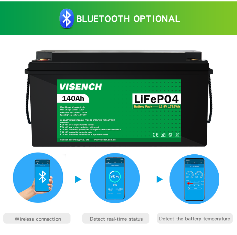 Visench Energy Storage 12V 140Ah RV Lithium Iron Phosphate Battery 12V Lifepo4 Battery