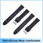 Custom Black Soft Silicone Watch Strap 18mm With Stainless Steel Buckle