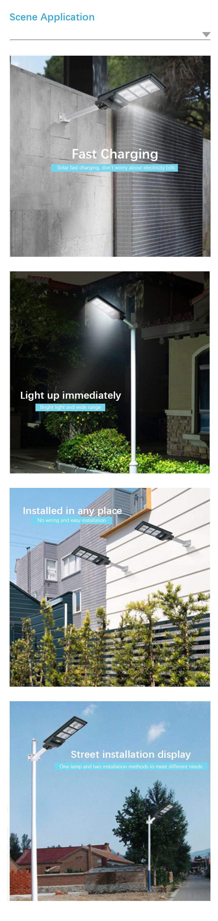 IP65 60w 120w 180w All In One Solar Led Street Light ABS Remote Control