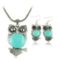 Buy cheap Big European and American vintage owl necklace long necklace of natural semi product
