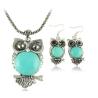 Buy cheap Big European and American vintage owl necklace long necklace of natural semi-precious turq from wholesalers