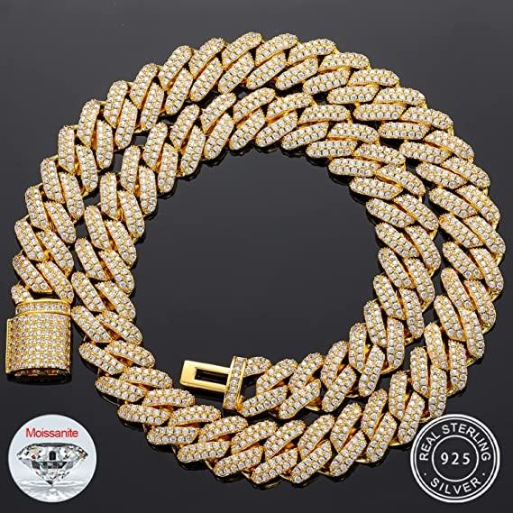 Buy cheap NGTC Moissanite Cuban Chain 925 Sterling Silver Miami Cuban Chain 13mm Width from wholesalers